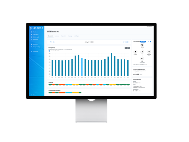 GridSense dashboard op een Macbook